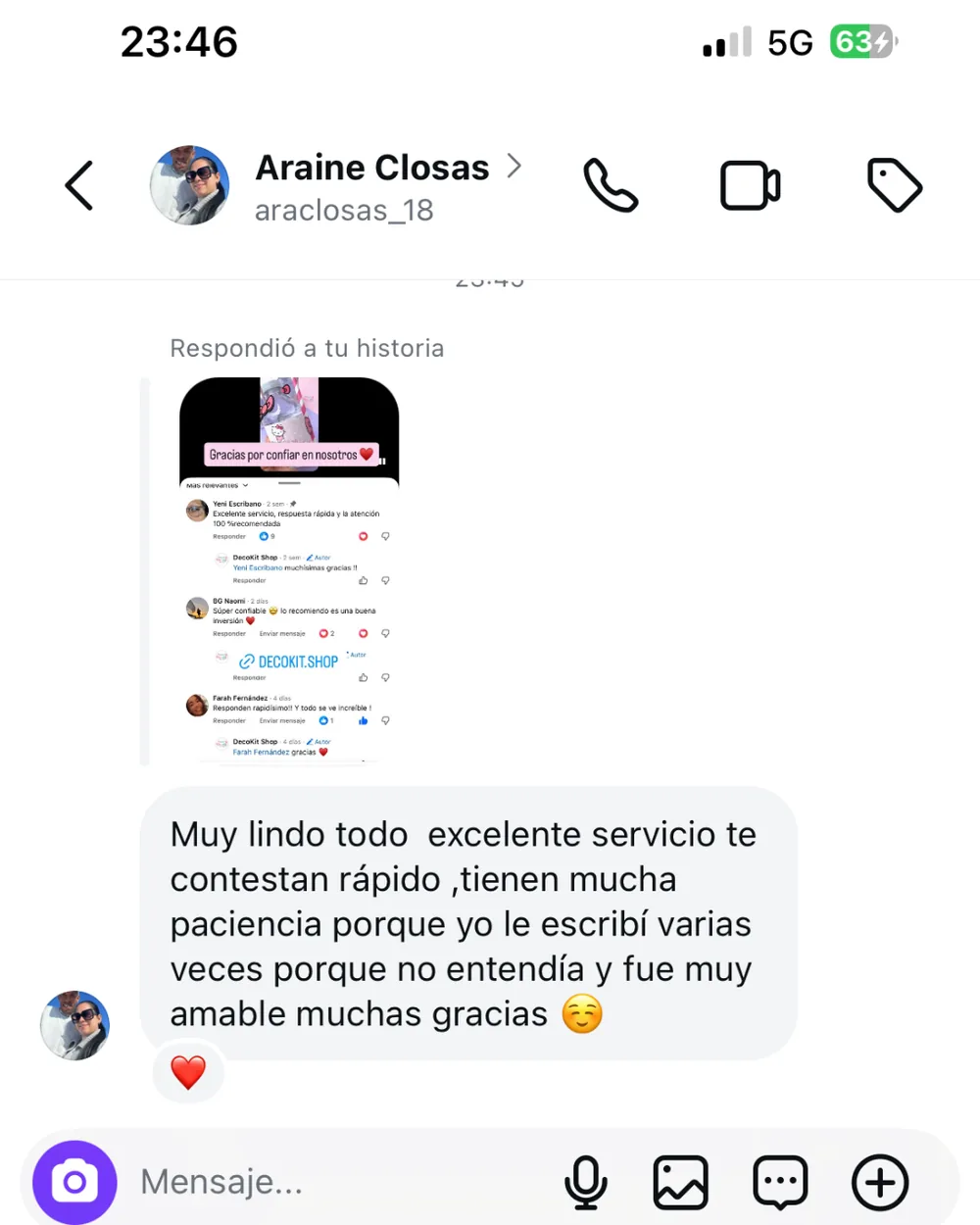 Reseña de clienta 5